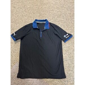 Puma BMW Motorsport Polo‎ Shirt Men's Black Quarter Zip Racing Size Medium